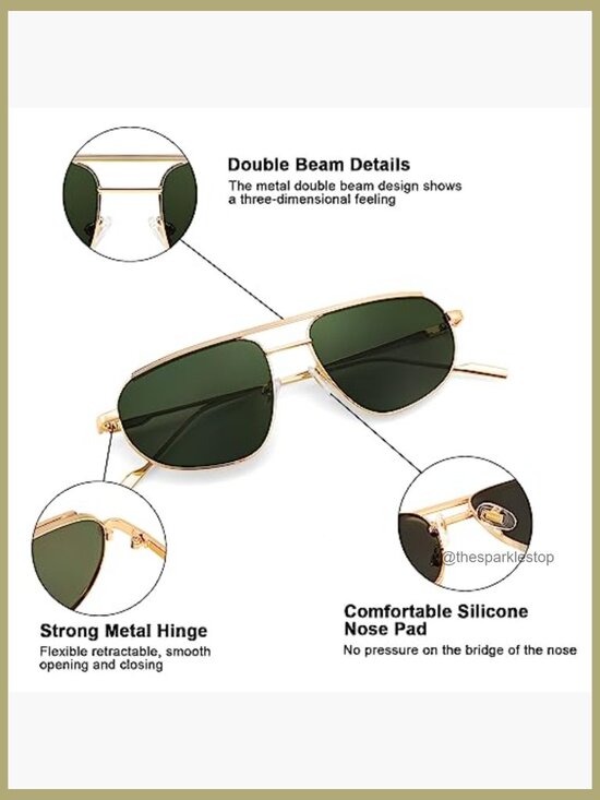Metal Frame Retro Aviator Sunglasses Polarized UV Protection